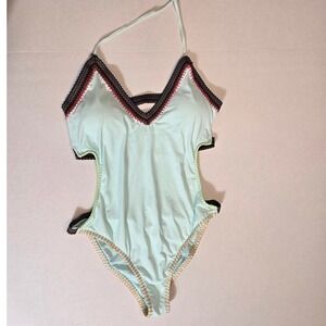 Hobie One Piece Swimsuit Cut Out Trim Detail Light‎ Blue XL